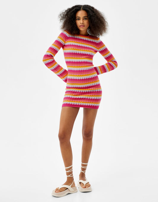 Knit Mini Dress with Open Back