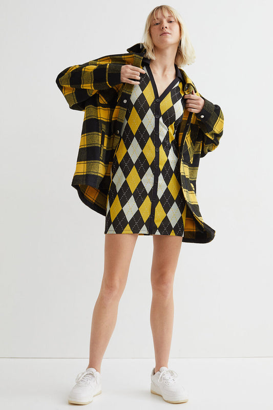 Checkered Jacquard-Knit Dress