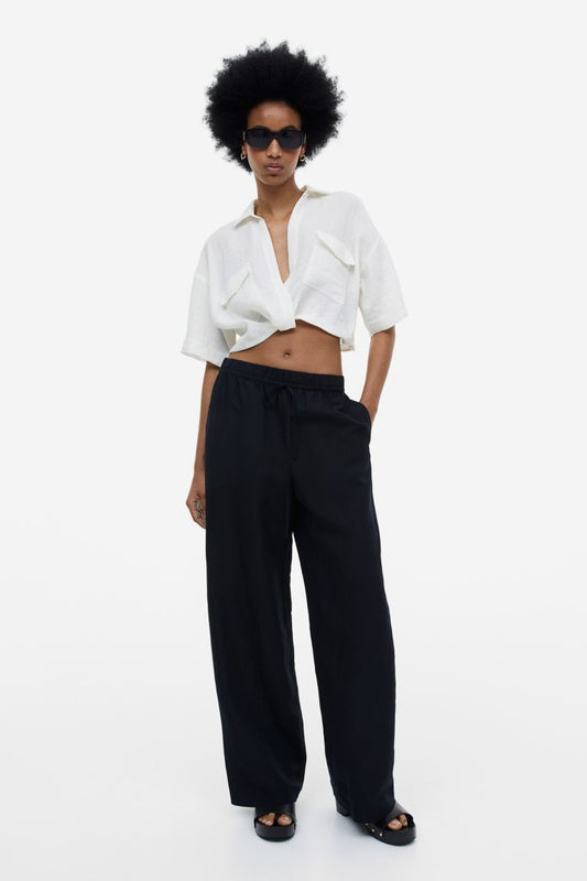 Linen-blend Pull-on Trousers
