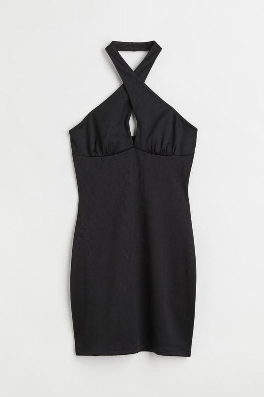 Black Halterneck Jersey Dress