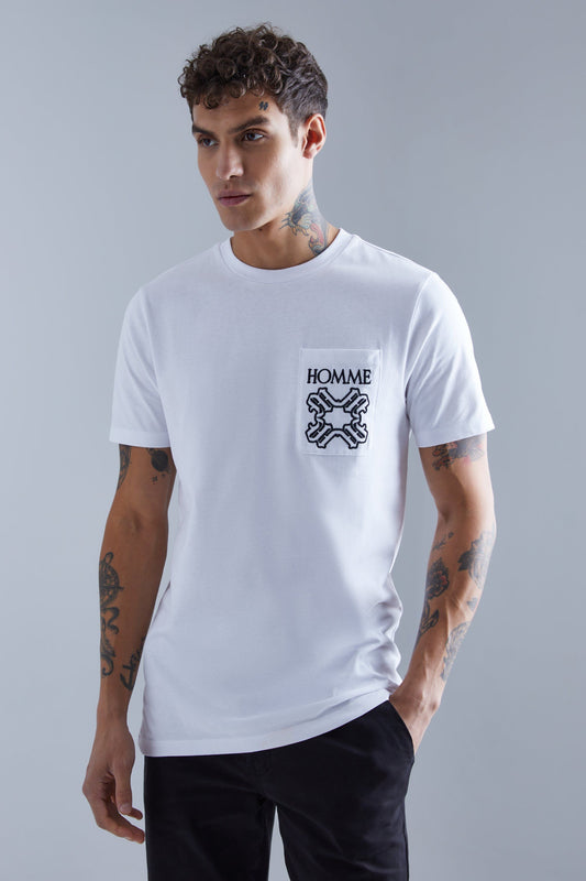 Slim Homme Embroidered Pocket T-shirt