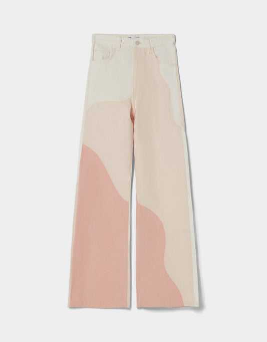 Contrast Panelled 90s Wide-leg Jeans
