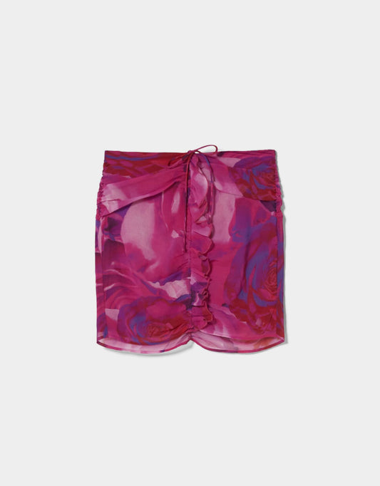 Printed Chiffon-effect Mini Skirt