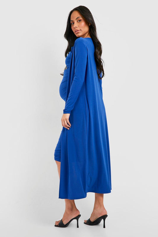 Maternity Strappy Cowl Dress And Duster Coat