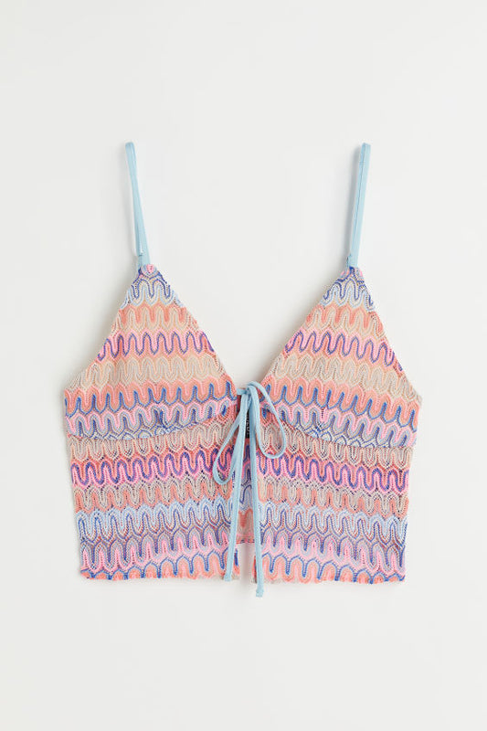 Crochet-Look Tie-Detail Top