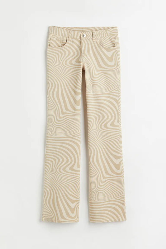 Low Waist Flared Twill Trousers