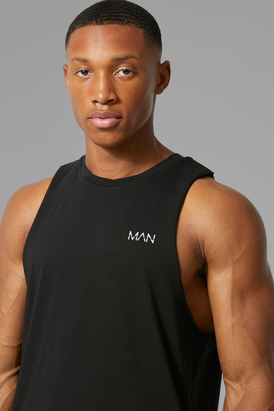 Active Gym Tank with Woven Tab