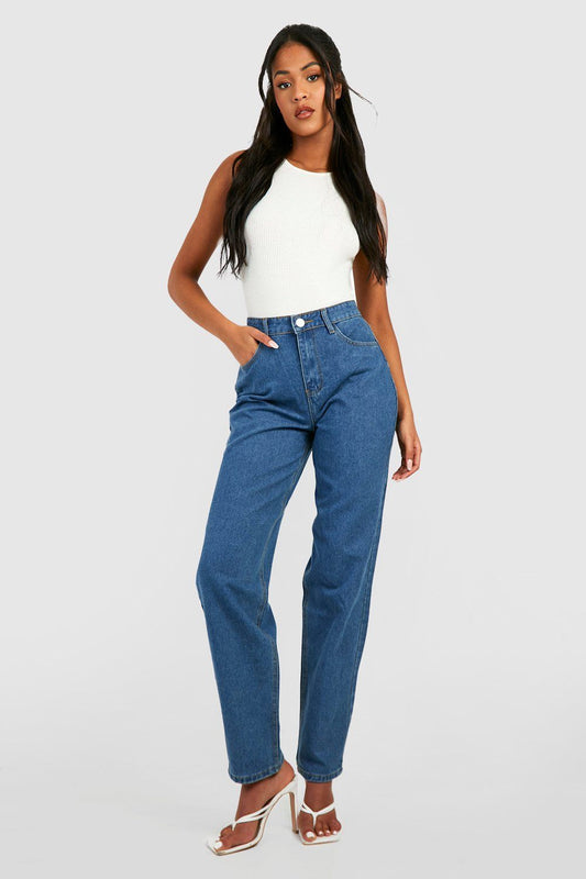 Tall Mid Waist relaxed Baggy Fit Jeans Leg Mom Jeans