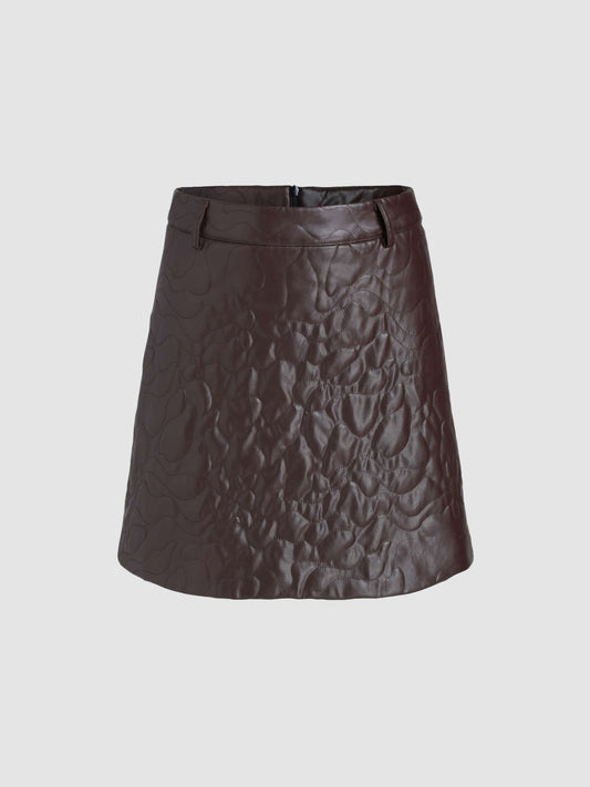 Solid Faux Leather Mini Skirt