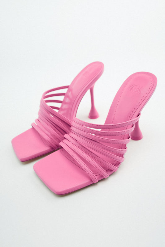 High Heel Strappy Sandals Pink