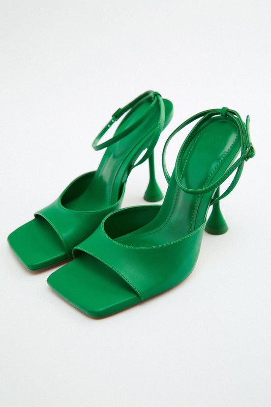 Block Heel Sandals Green