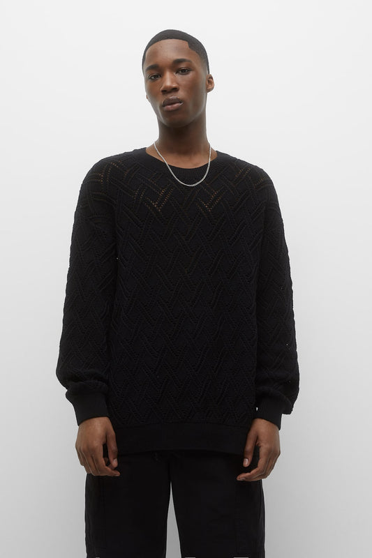 Geometric Open-Knit Sweater
