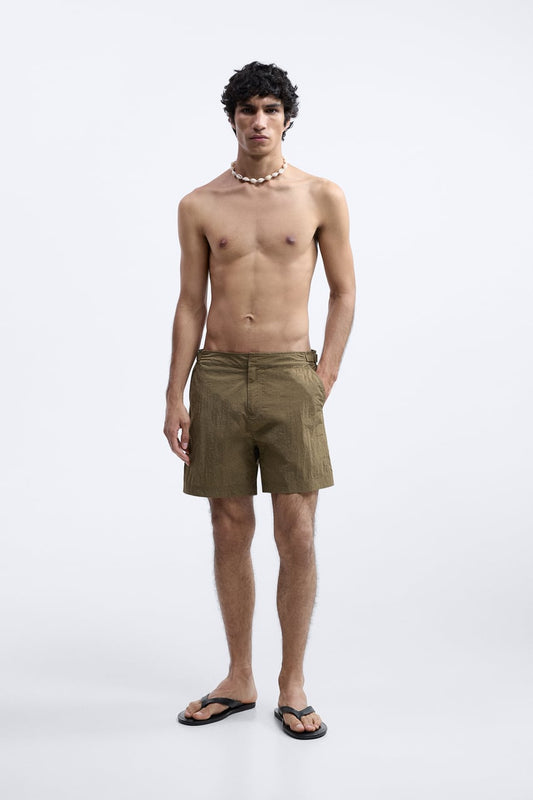 Stripped Technical Swimming Trunks
