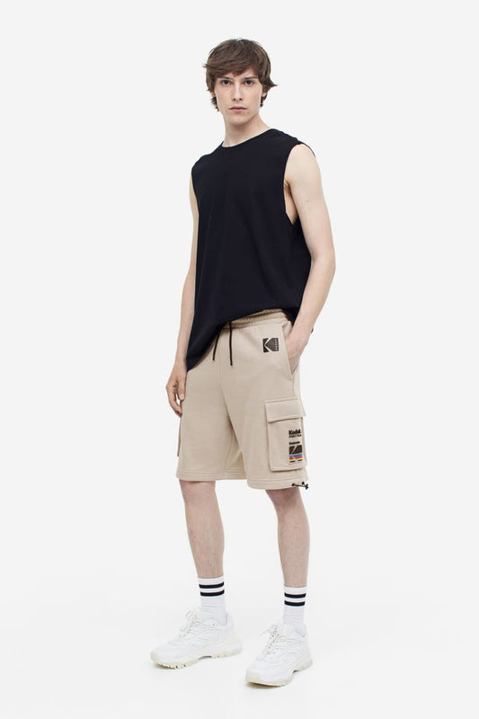Relaxed Fit Printed Cargo Sweatshirt Shorts