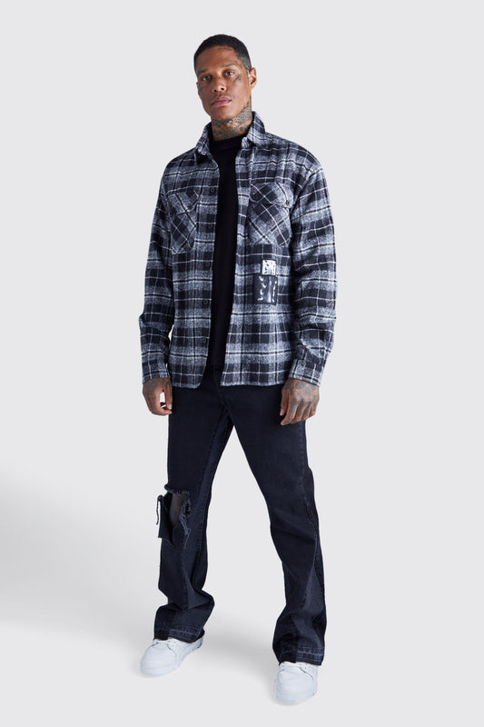 Oversized  Limited  Print Patch Check Shirt