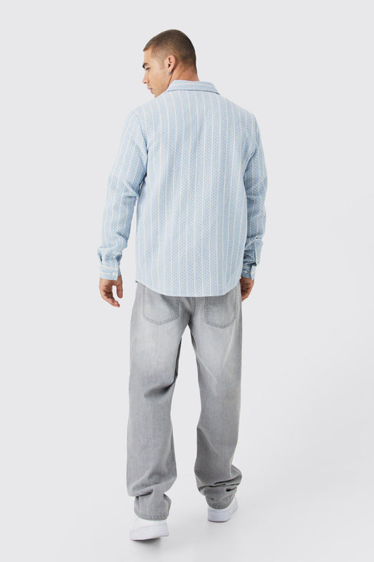Long Sleeve Textured Stripe Shirt