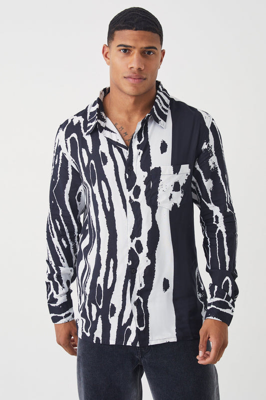 Long Sleeve Viscose Abstract Swirl Shirt