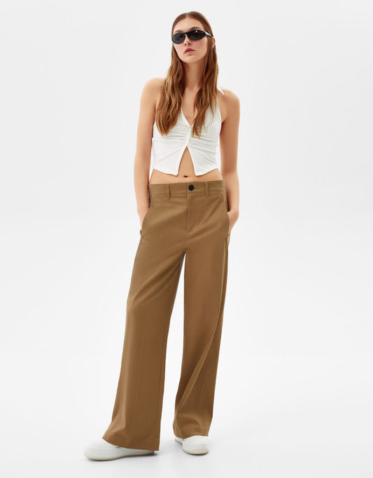 Wide-leg Maxi Cotton Trousers
