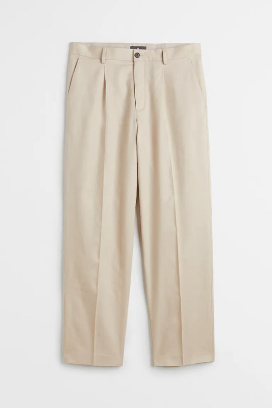 Relaxed Fit Linen-Blend Trousers