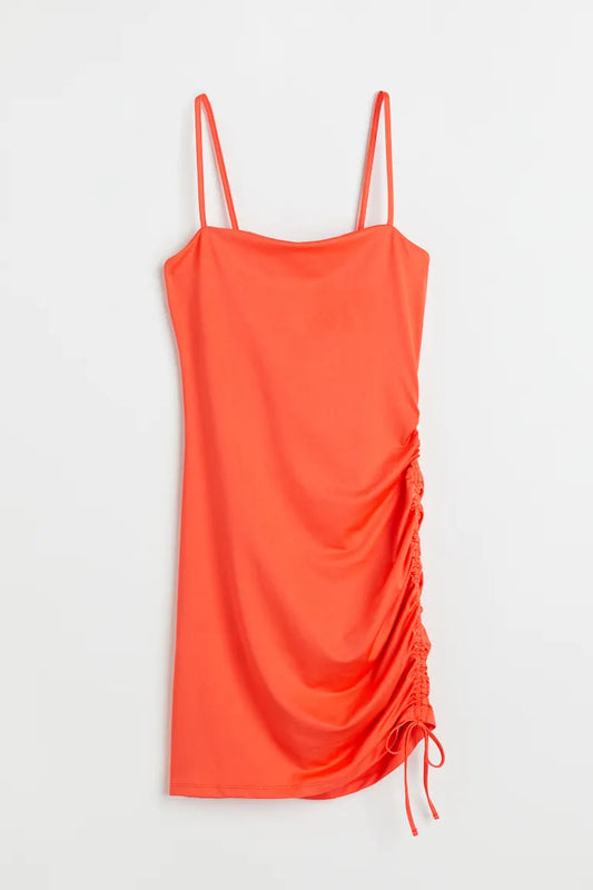 Orange Draped Slip Dress