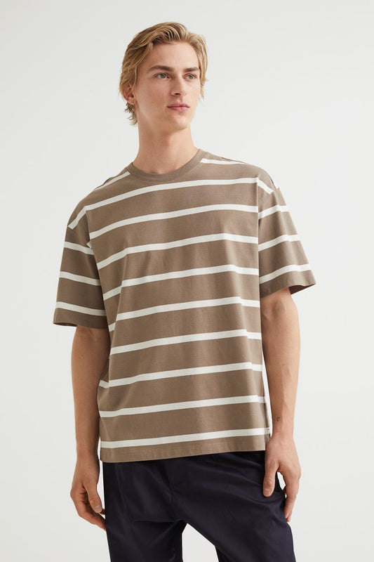 Relaxed Fit Brown Cotton T-shirt