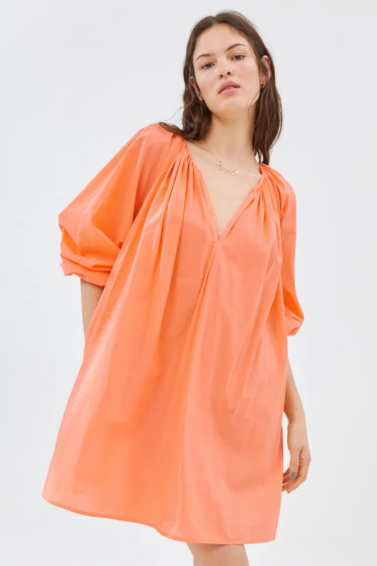 Orange Cotton A-Line Dress