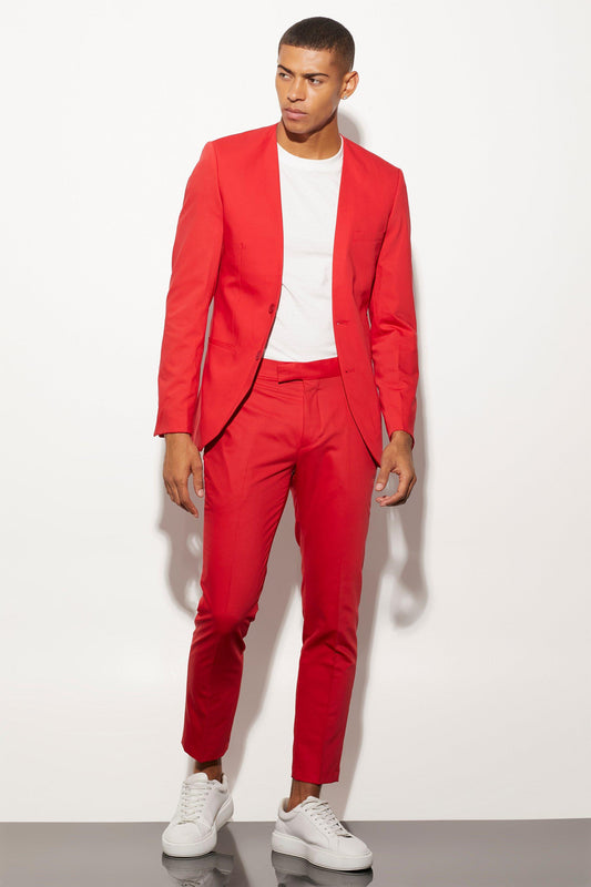 Red Crop Suit Trousers