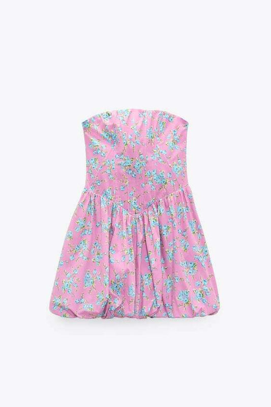 Floral Corsetry-Inspired Playsuit Dress