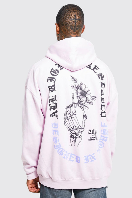 Oversized Floral Skeleton Graphic Hoodie